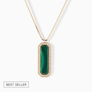 $198 Ora Ana Gold Natural Green Malachite Pendant Necklace with Pavé CZ Frame
